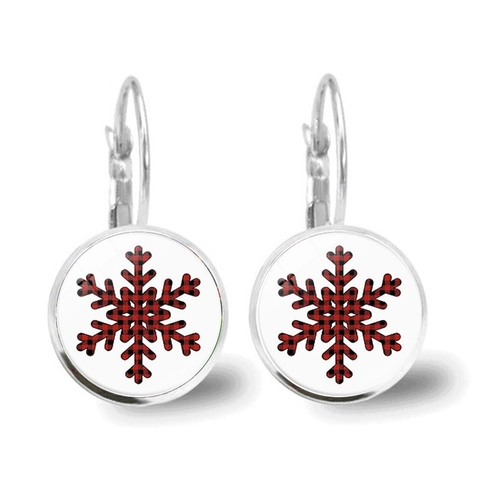 Boucles D'Oreilles De Noël Alliage Verre Leverback Buffalo Plaid Renne Flocon De Neige Bijoux De Fête Pour Femmes