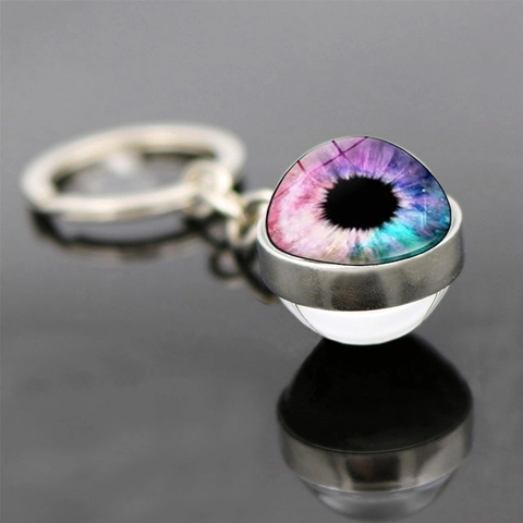 Evil Eye Keychain Pendant Double Sided Glass Ball Zinc Alloy Pupil Design Creative Novelty Punk Bag Charm Accessory