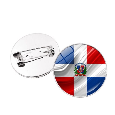 Spilla Rotonda Bandiera Nazionale Repubblica Dominicana Lega Vetro Distintivo Gioielli Per Vestiti Borse Regalo Commemorativo Unisex