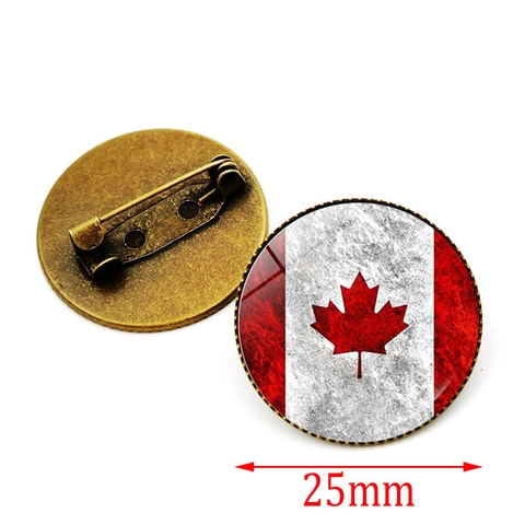 Canada Flag Brooch Vintage Maple Leaf Round Alloy Metal Pin Badge Souvenir Decoration For Clothing Backpack Accessories