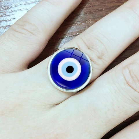 Evil Eye Verstellbarer Ring Kupfer Glas Türkisch Nazar Schutz Schmuck Böhmisch Vintage Finger Accessoire Damen Geschenk