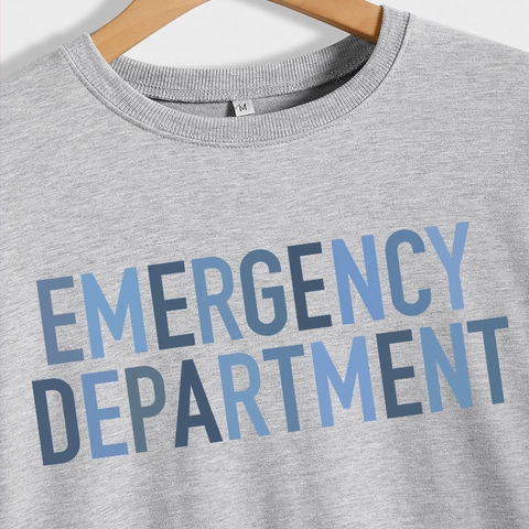 Women Emergency Department Letter Print Crew Neck Sweatshirt Long Sleeve Cotton Blend Pullover Loose Fit Streetwear Top