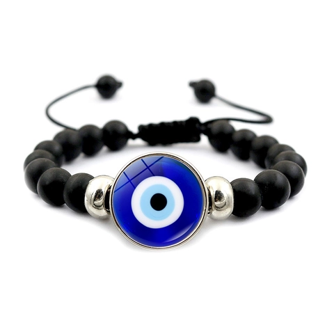 Evil Eye Perlenarmband Harz Matte Perlen Glas Nazar Anhänger Verstellbares Geflochtenes Seil Türkischer Ethnoschmuck Unisex
