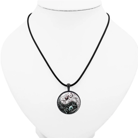 Tai Chi Yin Yang Pendant Necklace Butterfly Tree Of Life Glass Cabochon Jewelry For Women Men Vintage Artistic Bohemian Accessory