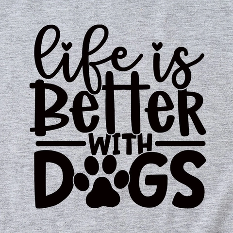Dames Loose Casual T-shirt met Korte Mouwen Katoenmix Ronde Hals Top Life is Better With Dogs Grappig Slogan Shirt met Pootafdruk