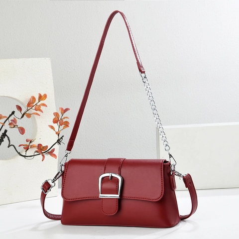 Borsa A Tracolla Da Donna In Pelle PU Fibbia Argento Tracolla A Catena Minimalista Chic Retro Borsa A Mano A Spalla