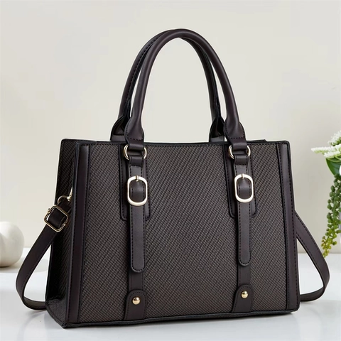 Borsa a Mano da Donna in Pelle PU con Trama Intrecciata Borsa Tote di Grande Capacità Pendolare a Spalla Tracolla Con Anelli in Metallo Dorato