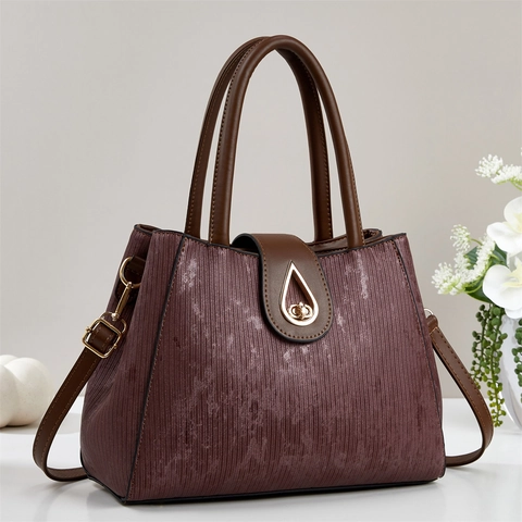 Bolso De Mano De Cuero PU Texturizado Bolso Bandolera Color En Contraste Vintage Elegante Bolso De Hombro Para Mujer Cierre Dorado