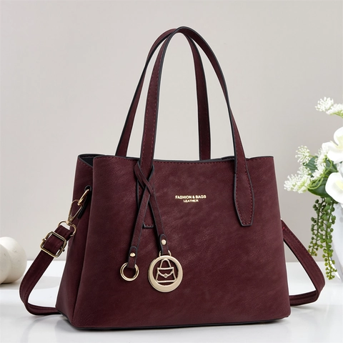 Women Handbag PU Leather Lychee Pattern Top Handle Crossbody Bag Commute Retro Fashion Shoulder Satchel For Ladies
