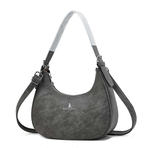 Women Vintage PU Leather Half Moon Hobo Bag Retro Underarm Shoulder Bag Commuter Zipper Handbag Crossbody Bag Solid Color
