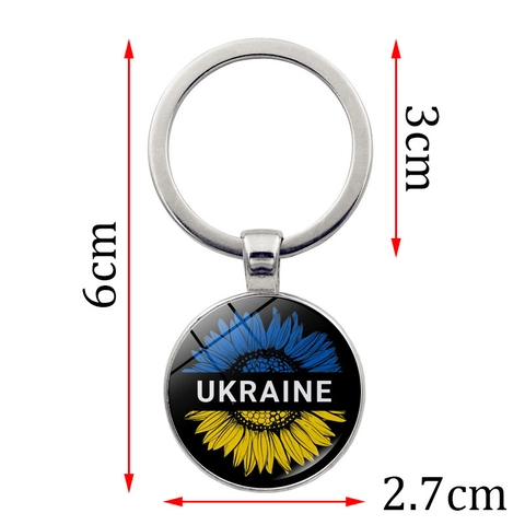 Porte-clés Drapeau Ukrainien Tournesol Alliage De Zinc Pendentif En Verre Cœur Papillon Souvenir Bijoux Femme Homme