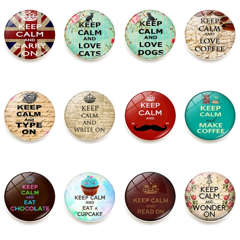 Vintage Round Glass Fridge Magnet With Keep Calm Quotes Magnetic Whiteboard Sticker For Home Kitchen Office Decoration