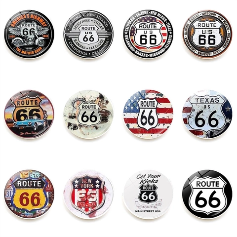 Retro Route 66 Glass Fridge Magnet Crystal Magnetic Whiteboard Decor American Highway Theme Decorative Magnet Home Kitchen