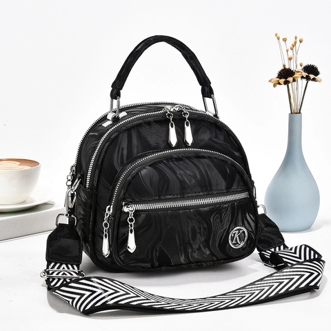 Women Shoulder Bag Marbling PU Leather Multi Zipper Compartment Wide Strap Handbag Crossbody Commuter Trendy Exquisite