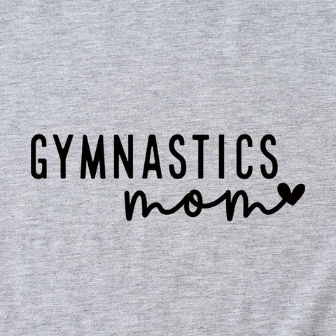 Women Cotton Blend T-Shirt Gymnastics Mom Letter Print Short Sleeve Round Neck Loose Casual Top