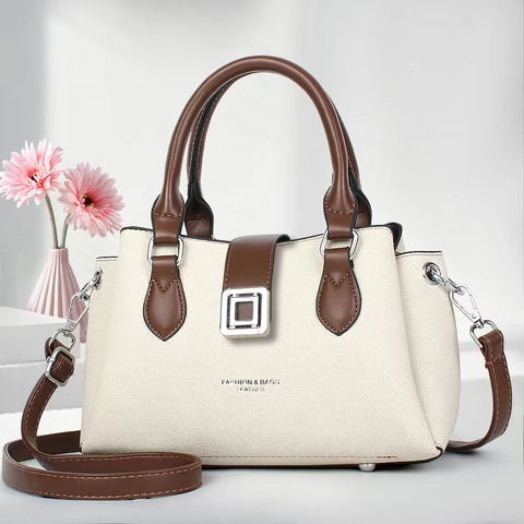 Women PU Leather Handbag Crossbody Bag Large Capacity Trendy Zipper Office Commuter Retro Shoulder Bag