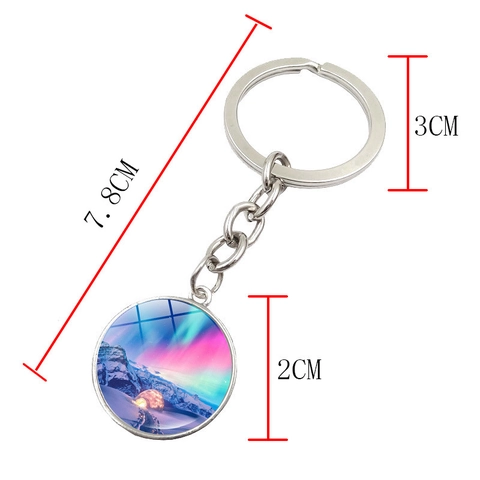Portachiavi Aurora Boreale Lega di Zinco Cabochon in Vetro Ciondolo Scenico Ciondolo per Borsa da Auto Gioielli Natura Artistica Regalo