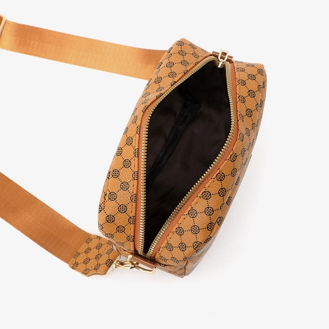 Vintage Monogram Crossbody Camera Bag For Women PU Leather Printed Small Square Shoulder Bag With Broad Strap And Pouch Messenger Bag