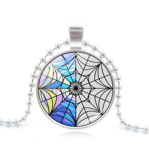 Collana Con Pendente A Ragnatela In Lega Di Zinco Cupola Di Vetro Colorata Geometrica Gioielli Stile Gotico Retrò Donna