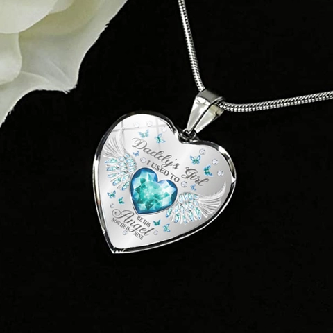 Collana con Ciondolo a Cuore in Lega di Strass Ali di Angelo Commemorative Farfalla Stampa di Lettere Catena a Serpente Gioielli Commemorativi Regalo