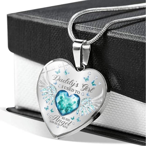 Collana con Ciondolo a Cuore in Lega di Strass Ali di Angelo Commemorative Farfalla Stampa di Lettere Catena a Serpente Gioielli Commemorativi Regalo