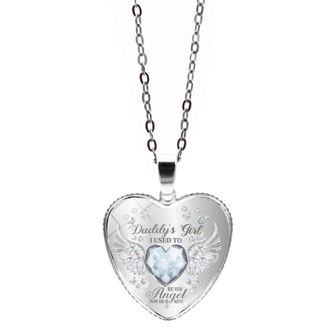 Collar con Colgante de Corazón Daddy's Girl Alas de Ángel de Aleación Vidrio Cristal Joyas Conmemorativas para Cumpleaños Hija
