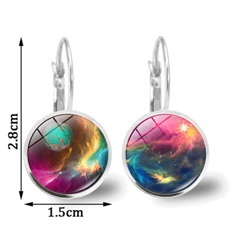 Pendientes De Relieve Galaxia Nebulosa Cristal Cabujón Joyería Artística De Aleación Vintage Para Mujeres