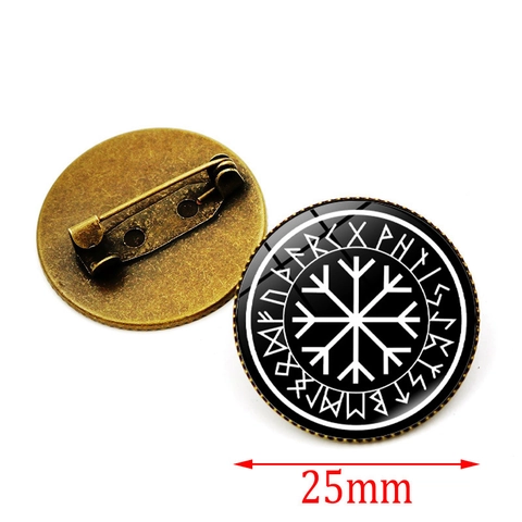 Vintage Wikinger Runen Kompass Thors Hammer Brosche Legierung Glas Cabochon Abzeichen Nordische Mythologie Amulett Schmuck Geschenk