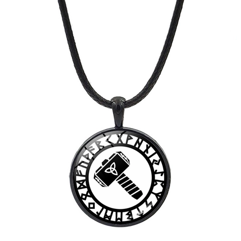 Hommes Viking Rune Amulette Collier Pendentif Alliage de Zinc Verre Corde en Cuir Mythologie Nordique Boussole Motif Rétro Punk Bijoux