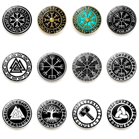 Wikinger Runen Kompass Kühlschrankmagnet Kristallglas Nordische Mythologie Vegvisir Valknut Mjölnir Yggdrasil Magnetaufkleber Deko
