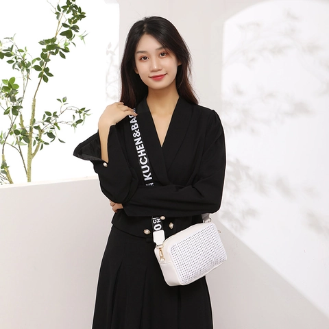 Women Fashion Rhinestone Rivet Camera Bag PU Leather Square Crossbody Bag With Patterned Wide Strap Small Shoulder Bag Daily Purse