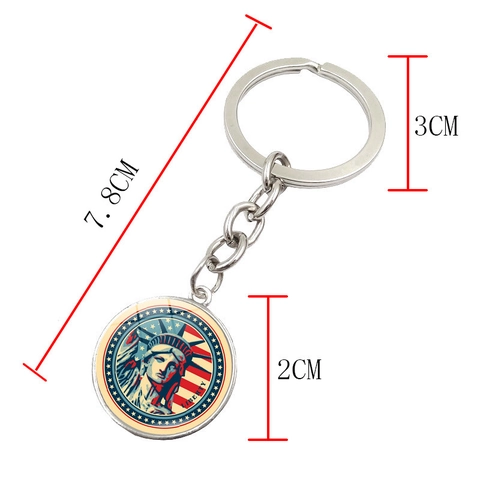 Vintage Zinklegierung Freiheitsstatue Schlüsselanhänger US Flagge New York Souvenir Metall Rund Anhänger Reise Geschenk Schlüsselring