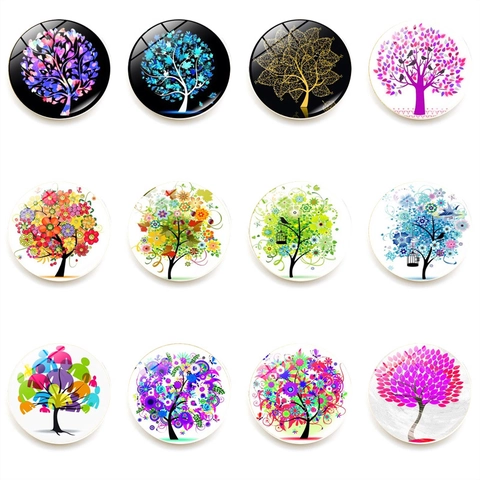 Tree Of Life Round Glass Fridge Magnets Decorative Crystal Glass Magnetic Whiteboard Stickers For Home Kitchen Office