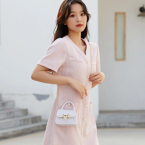Mini Jelly Handbag PVC Rivet Crossbody Purse With Gold Chain Strap For Women Girls Elegant Sweet Stylish Fashion