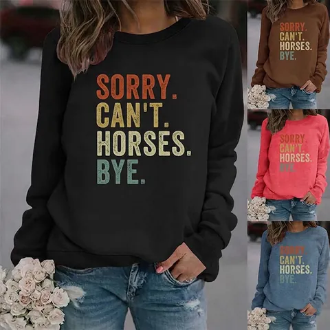 Damen Sweatshirt Mit Rundhalsausschnitt Buchstabendruck Langarm Lose Lässig Baumwollmischung Pullover Top Für Den Alltag