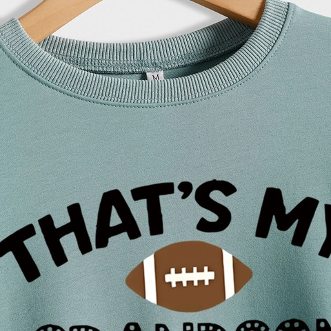 Sweatshirt Femme Mélange Coton Col Rond Manches Longues Imprimé Graphique Football Américain Thats My Grandson Pull Décontracté