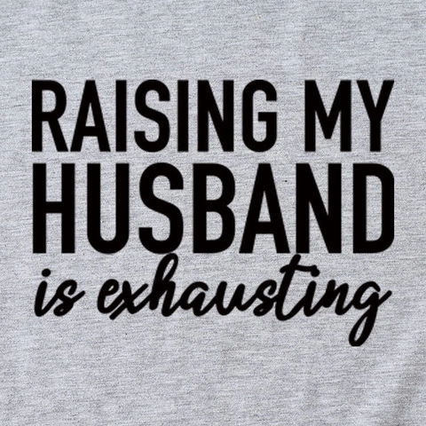 Damen Slogan T-Shirt Baumwollmischung Rundhals Kurzarm Casual Grafik Tee Raising My Husband Is Exhausting Buchstabendruck