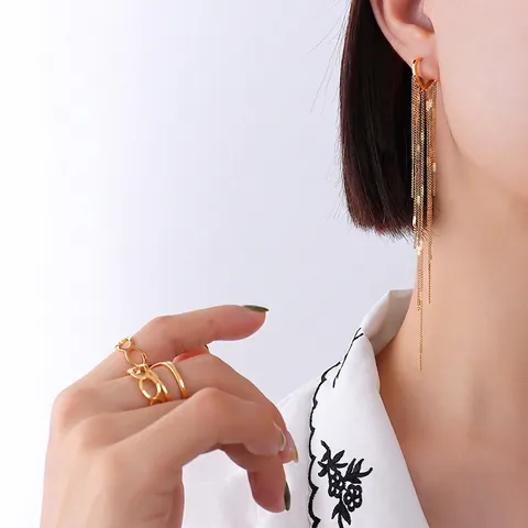 Titanium Stalen Lange Kwastje Oorbellen Hart Stud Hangen Voor Vrouwen Minimalistische Luxe Stijl Elegant Gepolijst