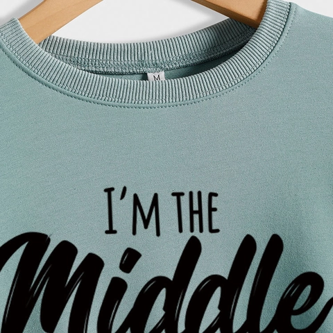 Sweatshirt Femme Col Rond Mélange Coton Manches Longues Middle Sister Slogan Imprimé Graphique Pull Décontracté