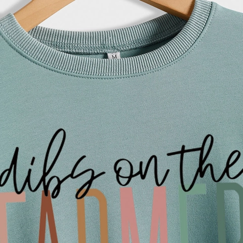 Women Crewneck Sweatshirt Cotton Blend Long Sleeve Loose Fit Dibs On The Farmer Graphic Print American Casual