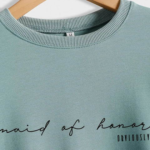 Felpa Girocollo Con Stampa Lettere Maid Of Honor Obviously Pullover A Maniche Lunghe Casual Matrimonio Top Donna