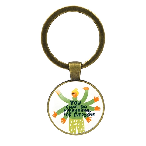 Portachiavi in Lega di Zinco con Cupola in Vetro Vintage Citazioni Motivazionali Russo Inglese Ciondolo Rotondo Regalo