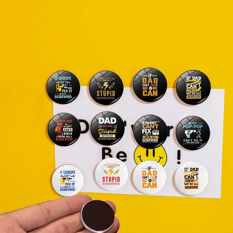 Funny Father's Day Gift Refrigerator Magnet Round Crystal Glass Magnetic Whiteboard Sticker For Dad Grandpa Home Decor