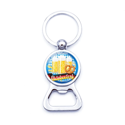 Bottle Opener Keychain Metal Zinc Alloy Oktoberfest Beer Festival Theme Souvenir German Style Polished Silver