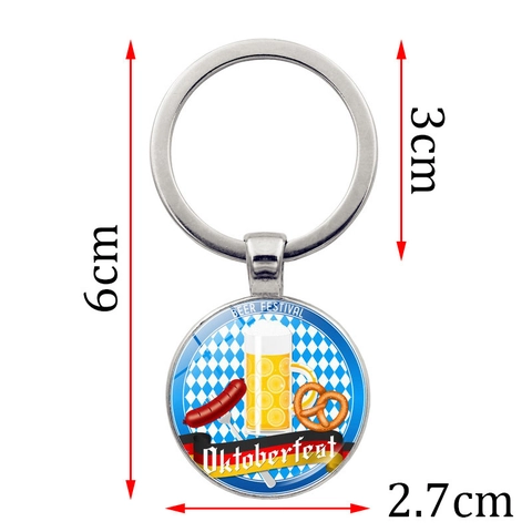 Oktoberfest Bierfest Zinklegierung Glas Schlüsselanhänger Bierkrug Weizen Brezel Muster Retro Deutschland Souvenir Geschenk Schlüsselanhänger