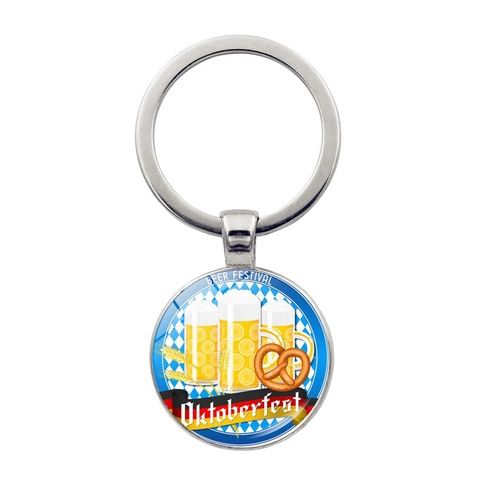 Oktoberfest Bierfest Zinklegierung Glas Schlüsselanhänger Bierkrug Weizen Brezel Muster Retro Deutschland Souvenir Geschenk Schlüsselanhänger