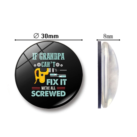 Funny Father's Day Gift Refrigerator Magnet Round Crystal Glass Magnetic Whiteboard Sticker For Dad Grandpa Home Decor