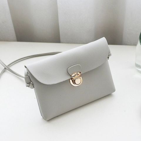 Mini Borsa a Tracolla in Pelle PU da Donna Tinta Unita Piccola Borsa Quadrata per Cellulare Con Serratura in Metallo Dorato Elegante Borsa a Spalla Minimalista Per Uso Quotidiano