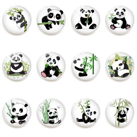 Calamita Da Frigo Panda Carino Bambù Vetro Di Cristallo Magnetico Adesivo Per Lavagna Bianca Rotonda Decorativa Casa Ufficio