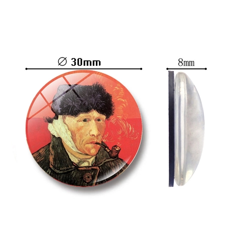 Van Gogh Art Series Crystal Glass Fridge Magnet Round Impressionist Painting Refrigerator Magnet For Home Office Decoration